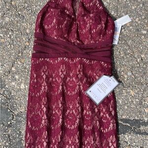 Nicole Red Sheath Halter Dress Cocktail